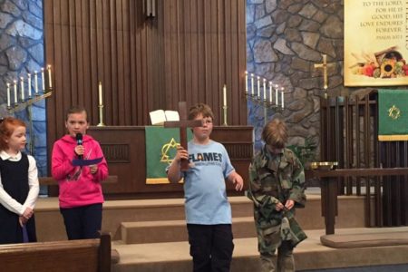 children leading chapel
