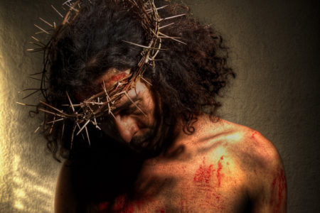 Jesus wearing crown of thorns - suffering servant