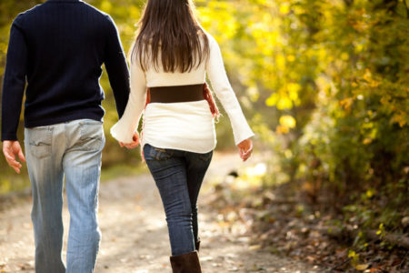 power walk couple walking path