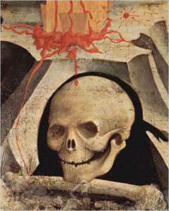 Skull at the foot of Jesus' cross