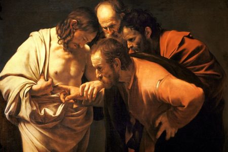 The Incredulity of Saint Thomas by Caravaggio, c. 1602 | Though Now For A Little While sermon by Rev. Gregory Mech | Immanuel Lutheran Church LCMS | Joplin, Missouri
