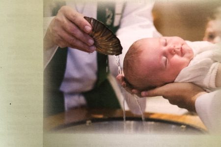 Holy Trinity Sunday bulletin cover. Immanuel Lutheran Church LCMS. Joplin, Missouri. Rev. Gregory Mech. Baptizing them in the name of the Father and of the Son and of the Holy Spirit.