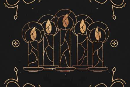 christmas lights. five advent candles square graphic.